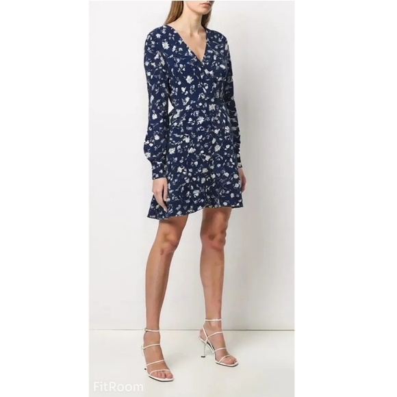 Kaileigh Annabel Knit Faux Wrap Dress Navy Size Medium - Picture 8 of 10